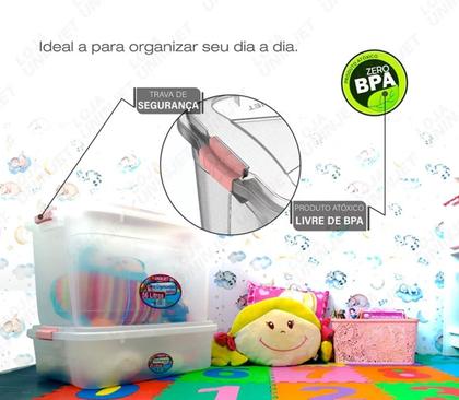 Caixa Organizadora Multiuso Plástica 56 Litros Com Tampa - Uninjet Imagem de Caixa Organizadora Multiuso Plástica 56 Litros Com Tampa