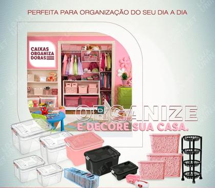Caixa Organizadora Multiuso Plástica 56 Litros Com Tampa - Uninjet Imagem de Caixa Organizadora Multiuso Plástica 56 Litros Com Tampa