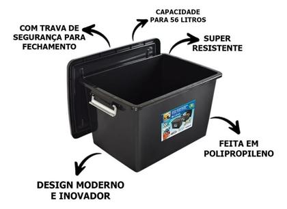 Imagem de Caixa Organizadora Multiuso Plástica 56 Litros Resistente