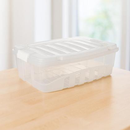 Imagem de Caixa Organizadora Multiuso Resistente 26,5 Litros Grande com Tampa Transparente Trava Laterais Empalhável