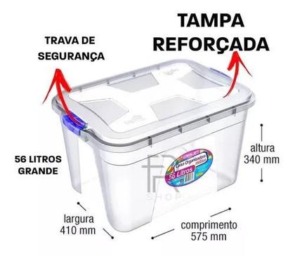 Caixa Organizadora Multiuso Transparente 56 Litros - UNINJET Imagem de Caixa Organizadora Multiuso Transparente 56 Litros
