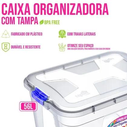 Caixa Organizadora Multiuso Transparente 56 Litros - UNINJET Imagem de Caixa Organizadora Multiuso Transparente 56 Litros