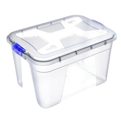 Imagem de Caixa Organizadora Multiuso Transparente Ideal para Guardar Roupas Brinquedos Material de Escritório Escolar 56 Litros