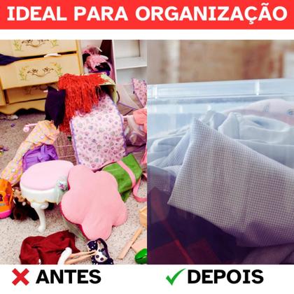 Imagem de Caixa Organizadora Multiuso Transparente Ideal para Guardar Roupas Brinquedos Material de Escritório Escolar 56 Litros
