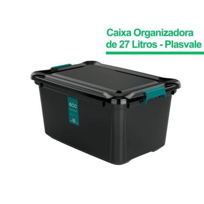 Imagem de Caixa Organizadora Plasvale Multiuso 27 Litros Com Tampa C/ Travas