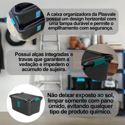Imagem de Caixa Organizadora Plasvale Multiuso 27 Litros Com Tampa C/ Travas