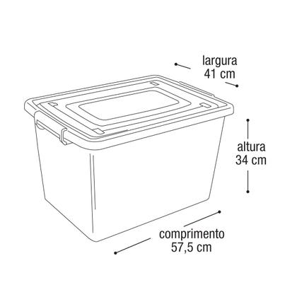 Caixa organizadora Preta com Tampa e Trava Prata 56 Litros Arqplast Imagem de Caixa organizadora Preta com Tampa e Trava Prata 56 Litros Arqplast
