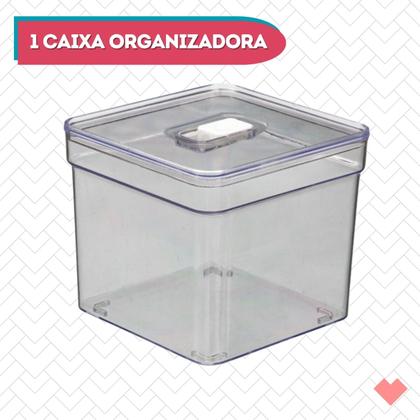 Imagem de Caixa Organizadora Quadrada Transparente Com Tampa Multiuso 1 UN