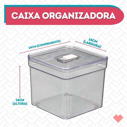 Imagem de Caixa Organizadora Quadrada Transparente Com Tampa Multiuso 1 UN