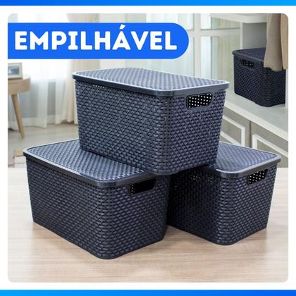 Imagem de Caixa Organizadora Rattan 7 Litros Com Tampa e Alça