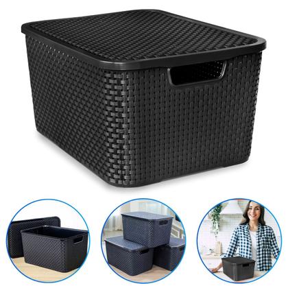 Imagem de Caixa Organizadora Rattan 7 Litros Com Tampa e Alça