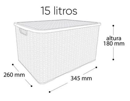Imagem de Caixa Organizadora Rattan BRANCA 15 Litros Arqplast