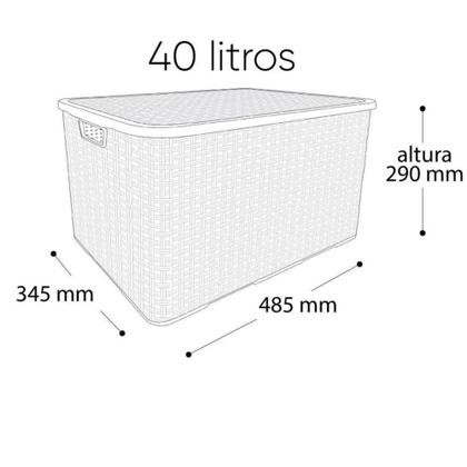 Imagem de Caixa Organizadora Rattan Grande com Tampa 40 Litros - ArqPlast