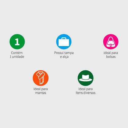 Imagem de Caixa Organizadora Tecido C/ Tampa Vizapi Un Classic G 40x30x28 Cm Branco Cinza