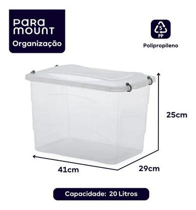 Imagem de Caixa Organizadora Transparente 20 Litros Com Travas