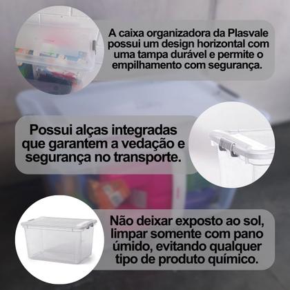 Imagem de Caixa Organizadora Transparente 50l Tampa Com Travas Baú Resistente Empilhável 