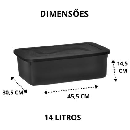 Imagem de Caixa Organize 14l c/tampa Black Conjunto c/ 6 unid