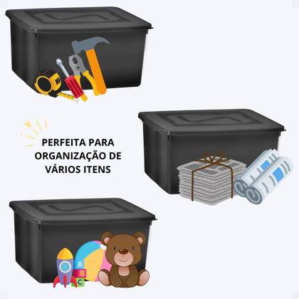 Imagem de Caixa Organize 31l c/tampa Black Conjunto c/3 unid