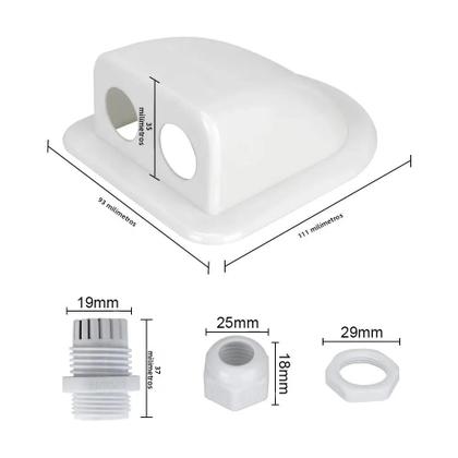 Imagem de Caixa para Entrada de Cabo Solar de Caravana - Suporte de Conector com Furo Duplo