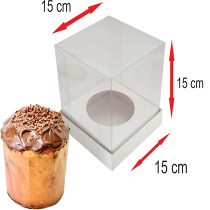 Imagem de Caixa para Mini Bolo com Tampa Acetato 15x15x15 cm  Pacote com 10 unidades