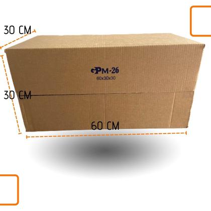 Imagem de Caixa para mudanças e envios  de Papelão Kraft 60x30x30 forte e resistente kit com 6 unidades.