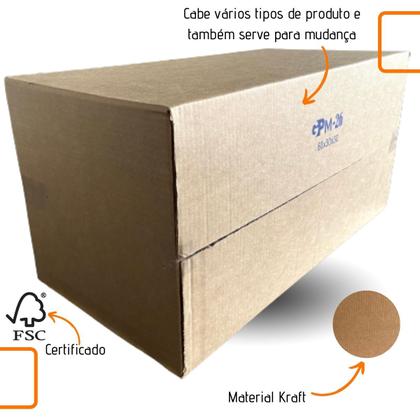 Imagem de Caixa para mudanças e envios  de Papelão Kraft 60x30x30 forte e resistente kit com 6 unidades.