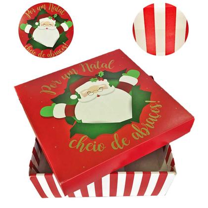 Imagem de Caixa para Presente Estampada Vermelha Natal - 32cm x 13cm