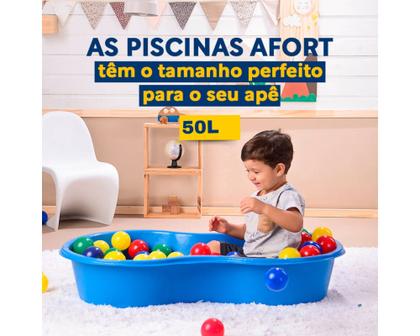 Imagem de Caixa Piscina Feijão 50 Litros Azul Polietileno Para Criança Lazer Afort 