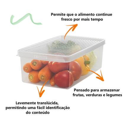 Imagem de Caixa Plástica Média Saladas Frutas Hortaliças Geladeira