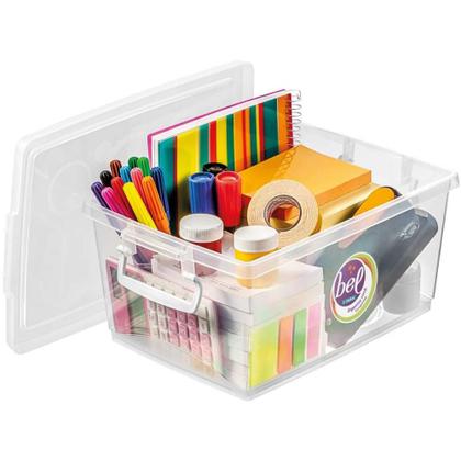 Imagem de Caixa Plástica Multiuso Cristal 4L com Trava 19X26X12CM