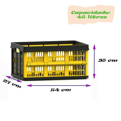 Imagem de Caixa Plástica Organizadora com 45 Litros Dobrável 54x38 cm Grande 