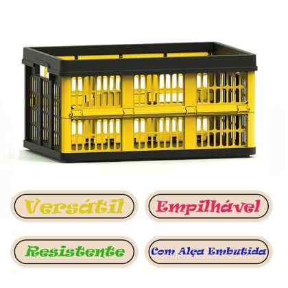 Imagem de Caixa Plástica Organizadora com 45 Litros Dobrável 54x38 cm Grande 