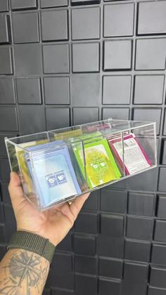 Imagem de Caixa Porta Chá Divisórias 6 Nichos Tampa Acrílico Cristal