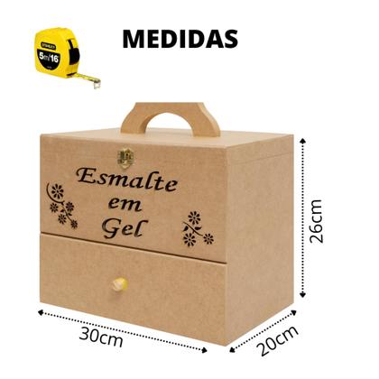 Imagem de Caixa Porta Esmalte Em Gel 120 Divisórias Em Mdf cru