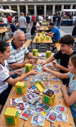 Imagem de Caixa Porta Figurinhas Futebol Organizador Resistente para Colecionadores Modelo:Base verde / tampa dourada