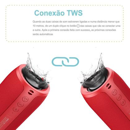 Imagem de Caixa Portátil Bluetooth 5.0 Sem Fio Subwoofer - Vermelho