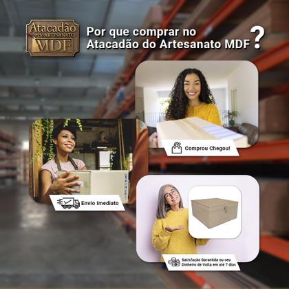 Imagem de Caixa Quadrada com Dobradiça e Fecho Personalizado 20x20x10 Kit 20un Mdf Madeira