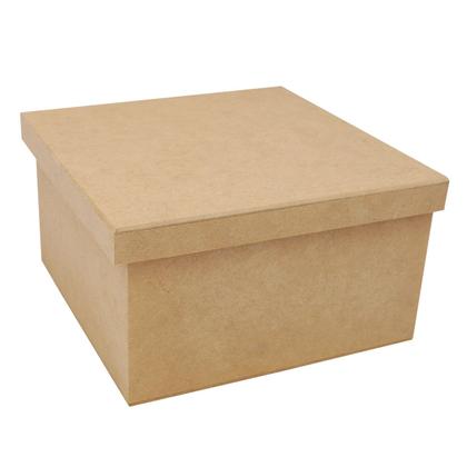 Imagem de Caixa Quadrada Tampa Sapato 25x25x20 Mdf Madeira