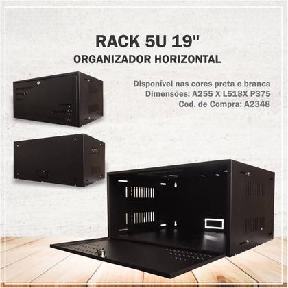 Imagem de Caixa Rack 5u Horizontal Organizadora 19 Polegadas Ipec
