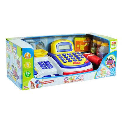 Imagem de Caixa Registradora Azul Mercadinho Com Som E Luz Dm Toys