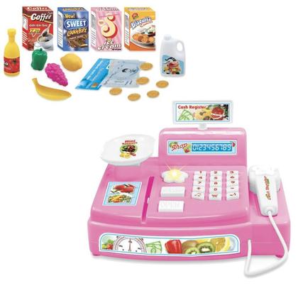Imagem de Caixa Registradora Infantil - Cartao Moedas Maquina Dinheiro Cor: Rosa