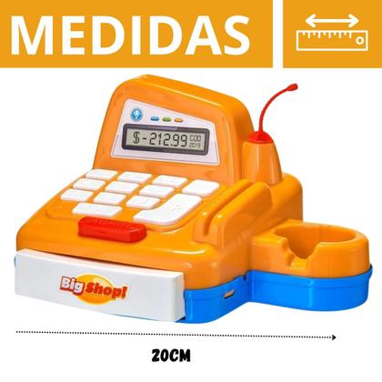 Imagem de Caixa Registradora Infantil Som e Luz Com Leitor + Moedas + Cartão Brinquedo De Mercadinho - Usual