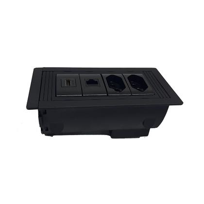 Imagem de Caixa Regua Tomada De Embutir 2 Tomadas 1 Hdmi 1 RJ45 - Preta