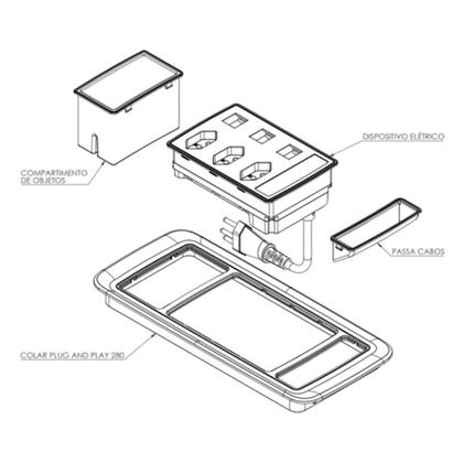 Imagem de Caixa regua tomada embutir série play 280 3 tomadas 2 rj45 1 usb-c