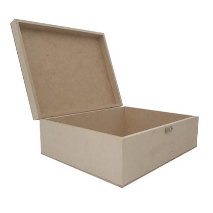 Imagem de Caixa Retangular com Fecho e Dobradica 25x20x7 Mdf 6mm Madeira