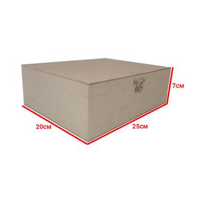 Imagem de Caixa Retangular com Fecho e Dobradica 25x20x7 Mdf 6mm Madeira