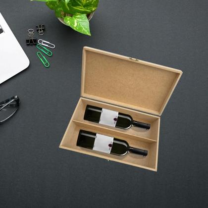 Imagem de Caixa Retangular para Vinho Divisória, Dobradiça e Fecho Kit 3 Unidades 35x20x10cm Mdf Madeira