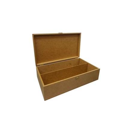 Imagem de Caixa Retangular para Vinho Divisória, Dobradiça e Fecho Kit 3 Unidades 35x20x10cm Mdf Madeira