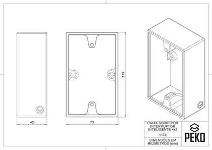 Imagem de Caixa Sobrepor 4x2 Adaptador Interruptor Inteligente Smart