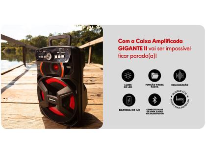 Imagem de Caixa Som Amplificada Portátil Bluetooth 220W Rms Mp3 Fm Usb Led Bateria Tws Amvox Aca 221 GiganteII